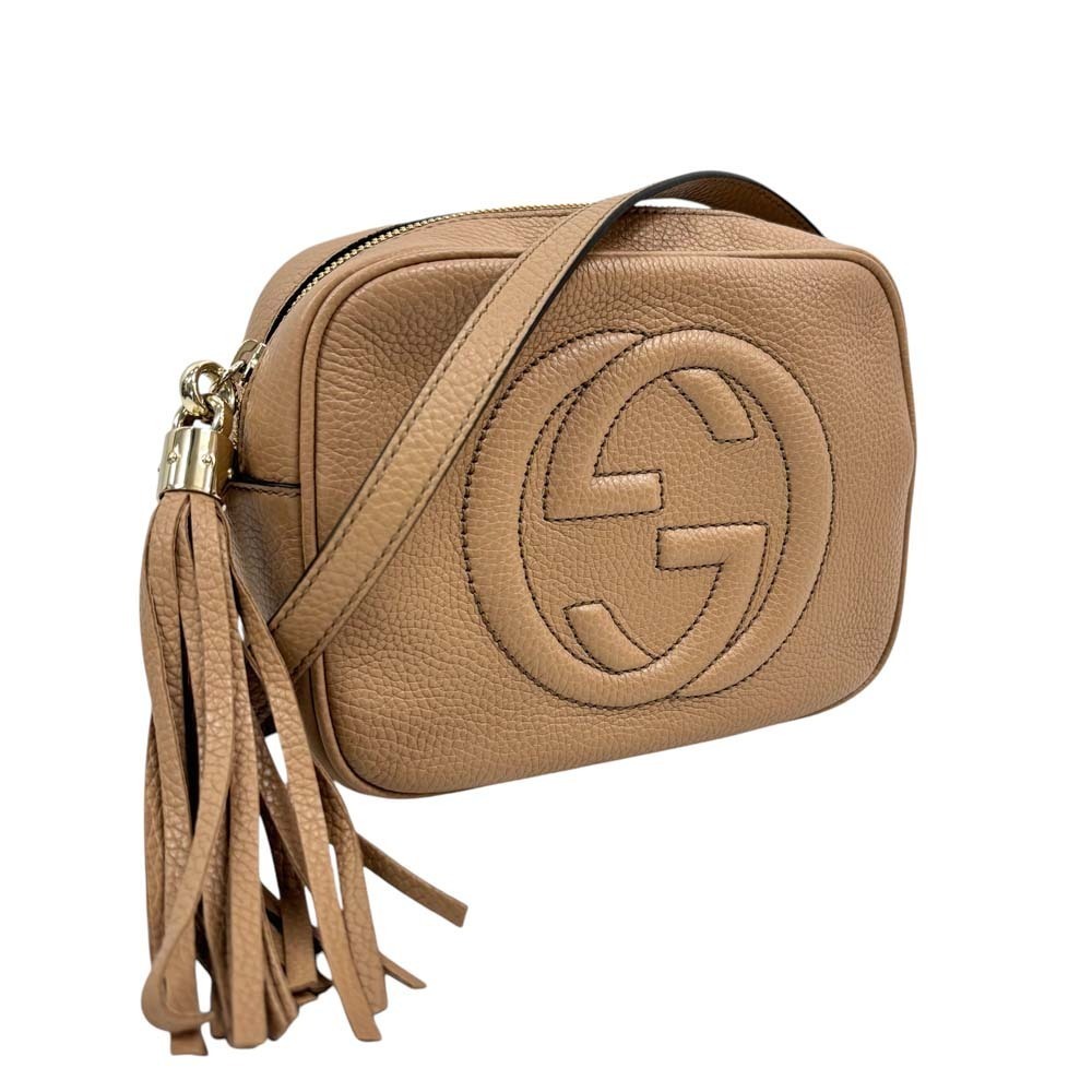 Gucci Soho Disco Bag peled leather interlocking G leather tassel Brown